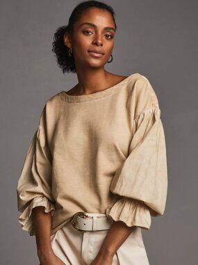 Pilcro Anthropologie Mixed-Media Pullover Oversized Minimalist Preppy Career S